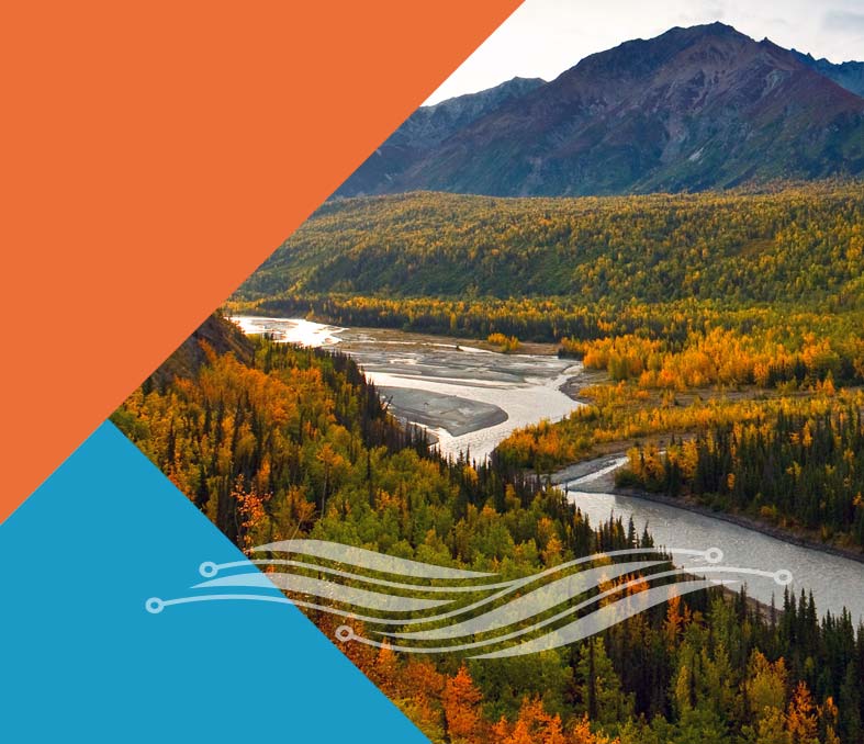 Yukon River with surrounding mountains